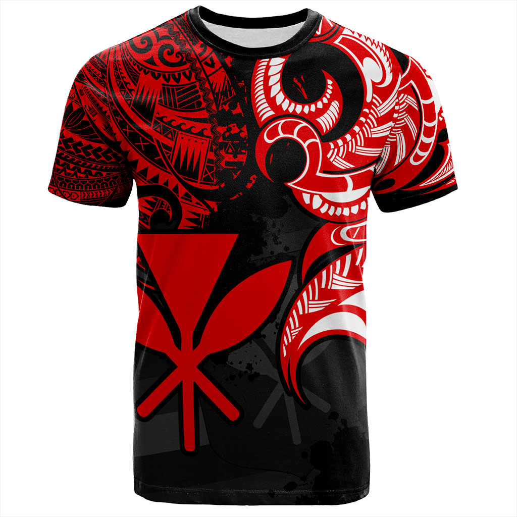 Hawaii T-Shirt Kanaka Polynesian Tribal Print Pattern