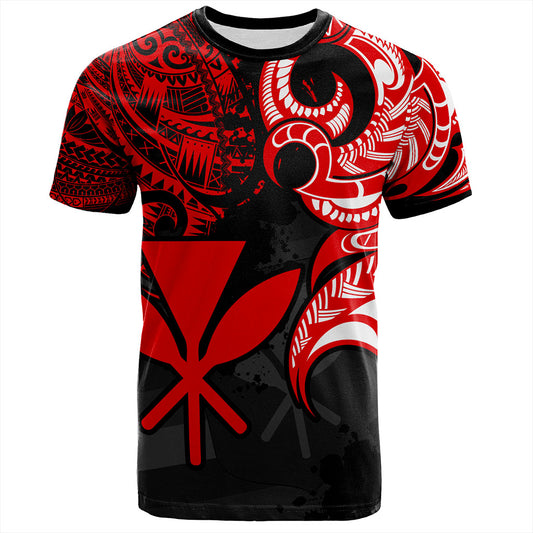 Hawaii T-Shirt Kanaka Polynesian Tribal Print Pattern