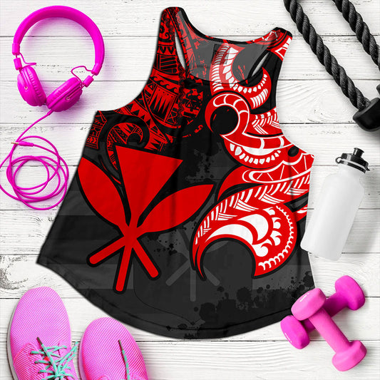 Hawaii Women Tank Kanaka Polynesian Tribal Print Pattern