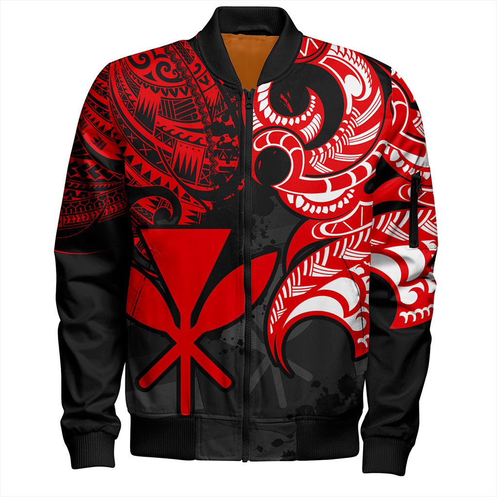 Hawaii Bomber Jacket Kanaka Polynesian Tribal Print Pattern