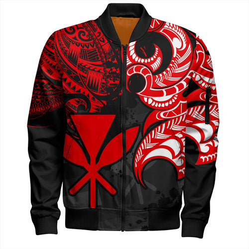 Hawaii Bomber Jacket Kanaka Polynesian Tribal Print Pattern