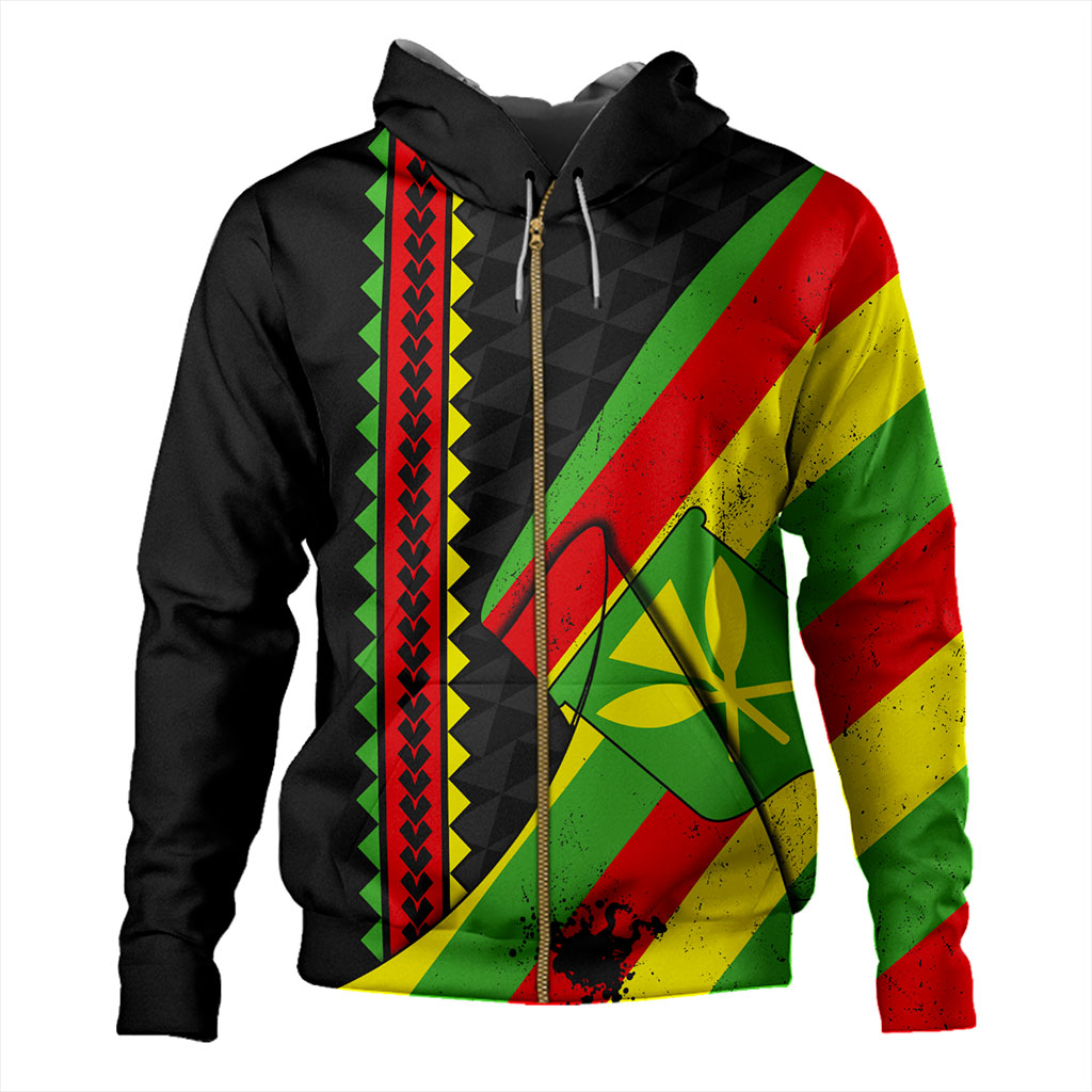 Hawaii Hoodie Kanaka Tribal Flag Grunge Special