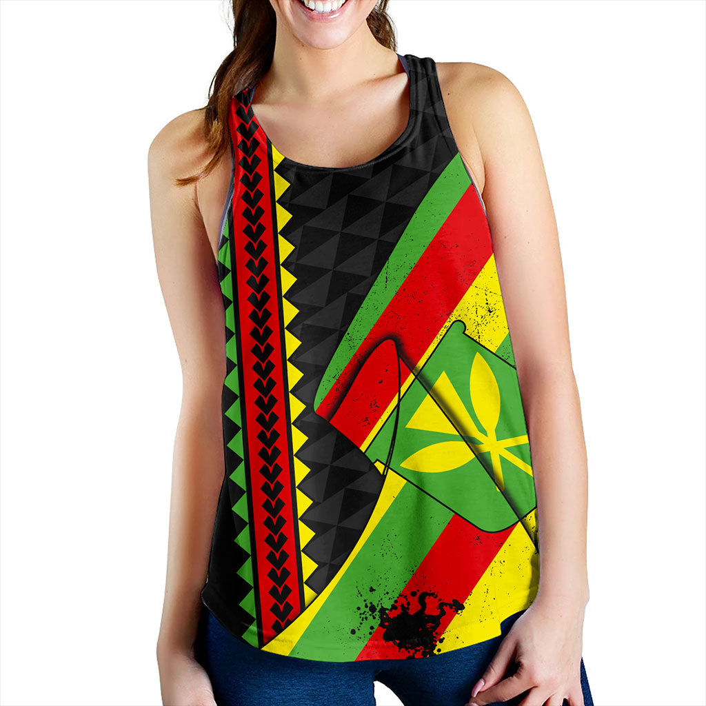 Hawaii Women Tank Kanaka Tribal Flag Grunge Special