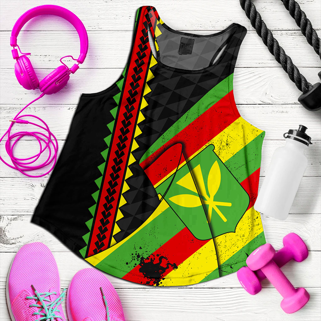Hawaii Women Tank Kanaka Tribal Flag Grunge Special