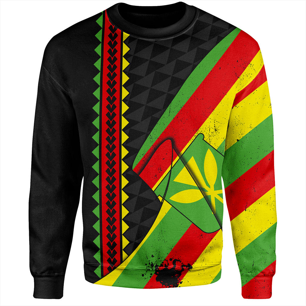 Hawaii Sweatshirt Kanaka Tribal Flag Grunge Special