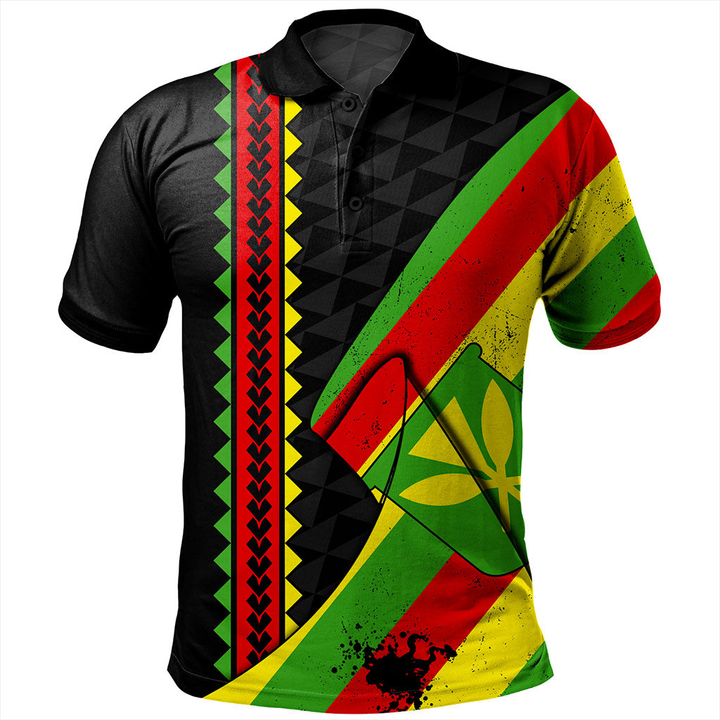 Hawaii Polo Shirt Kanaka Tribal Flag Grunge Special