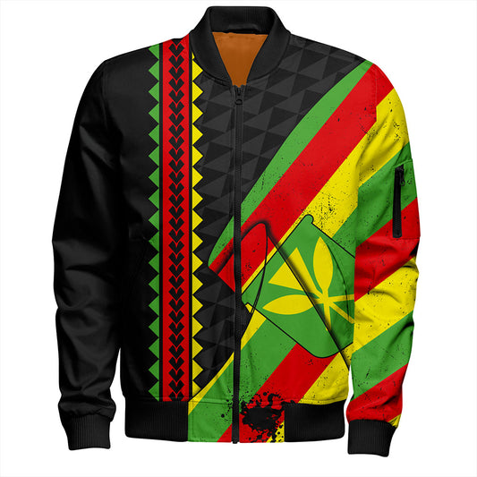 Hawaii Bomber Jacket Kanaka Tribal Flag Grunge Special