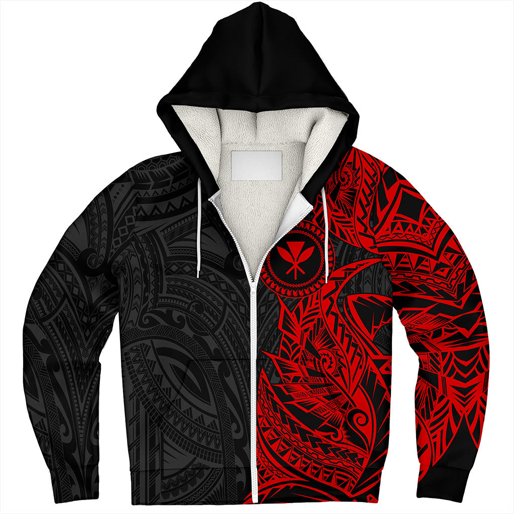 Hawaii Sherpa Hoodie Custom Kanaka Tribal Tattoo