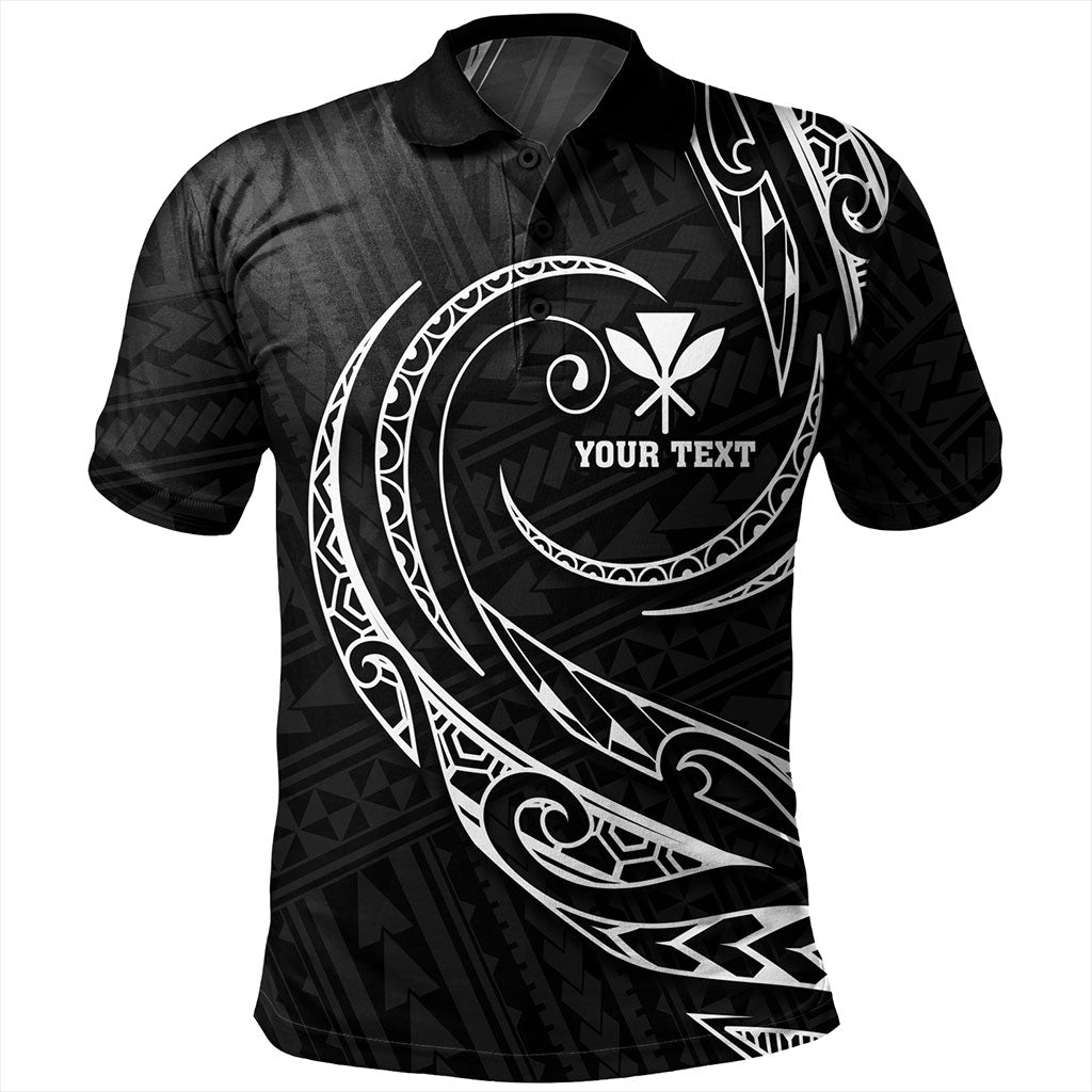 Hawaii Polo Shirt Custom Kanaka Map Polynesian Tribal Wave