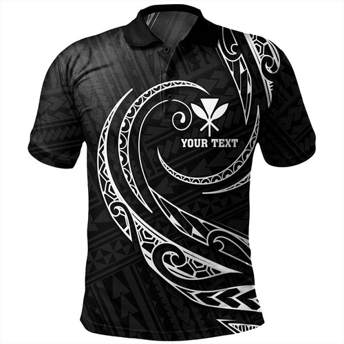 Hawaii Polo Shirt Custom Kanaka Map Polynesian Tribal Wave