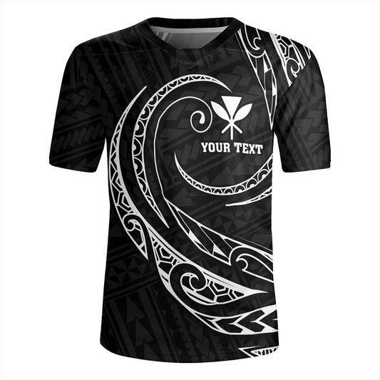 Hawaii Rugby Jersey Custom Kanaka Map Polynesian Tribal Wave