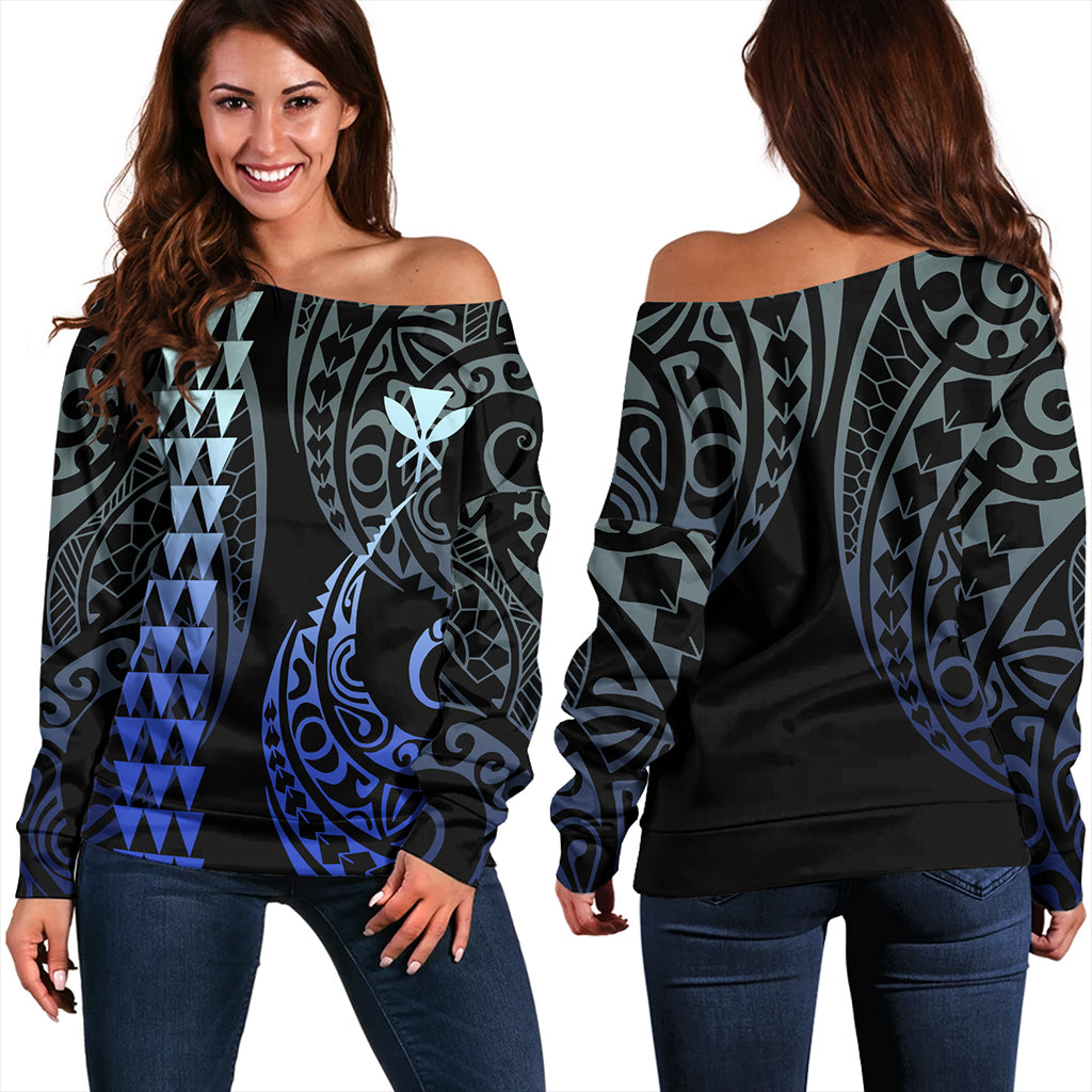 Hawaii Off Shoulder Sweatshirt Kanaka Kakau Style