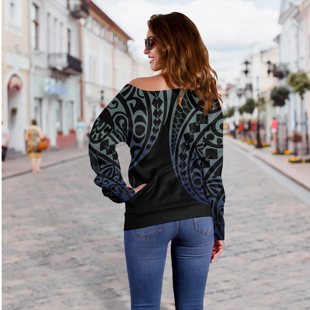 Hawaii Off Shoulder Sweatshirt Kanaka Kakau Style