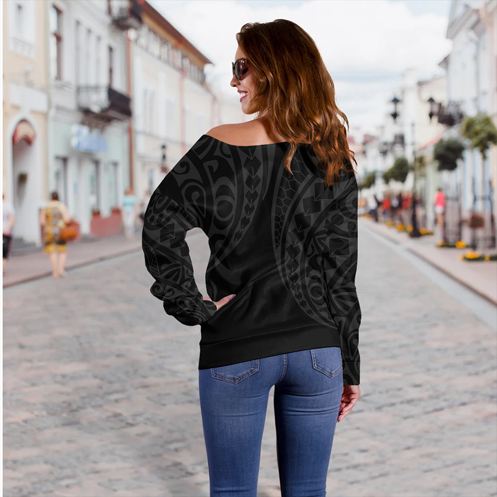 Hawaii Off Shoulder Sweatshirt Kanaka Kakau Style