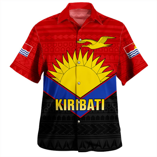 Kiribati MAIANA Hawaiian Shirt Polynesian Half Sleeve Gold Tattoo With Seal Black