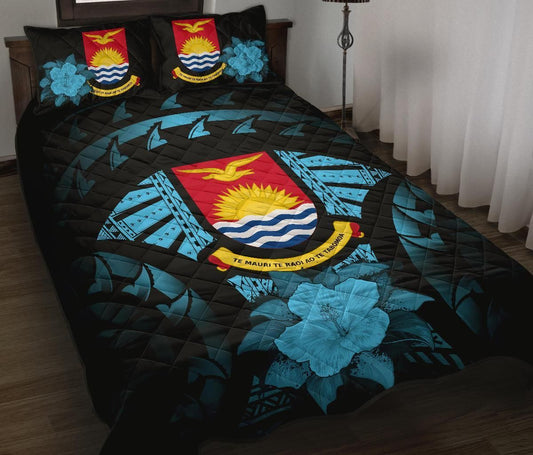 Kiribati Polynesian Quilt Bed Set Hibiscus Blue