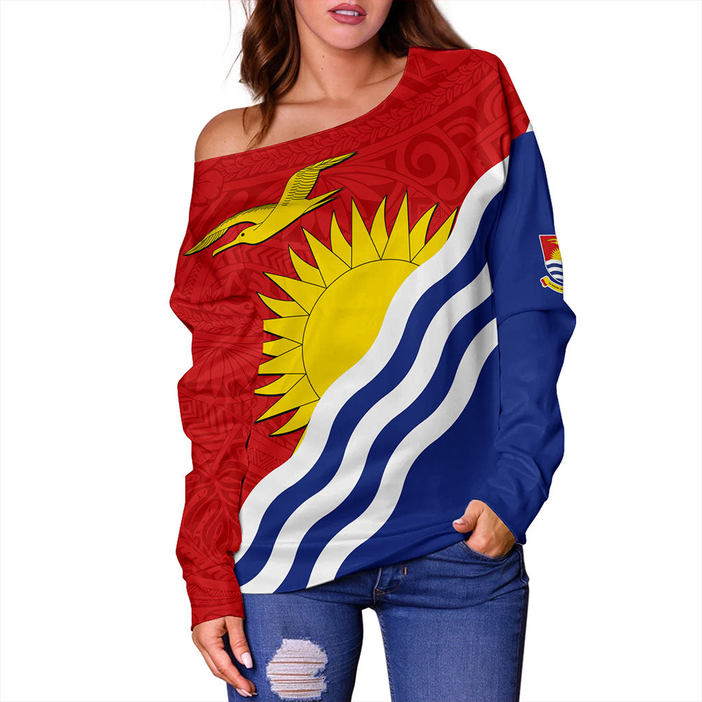 Kiribati Off Shoulder Sweatshirt Country Flag Style
