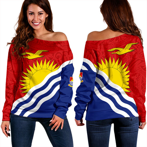 Kiribati Off Shoulder Sweatshirt Country Flag Style