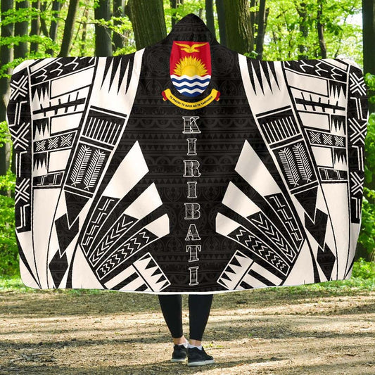 Kiribati Hooded Blanket - Polynesian Tattoo Black