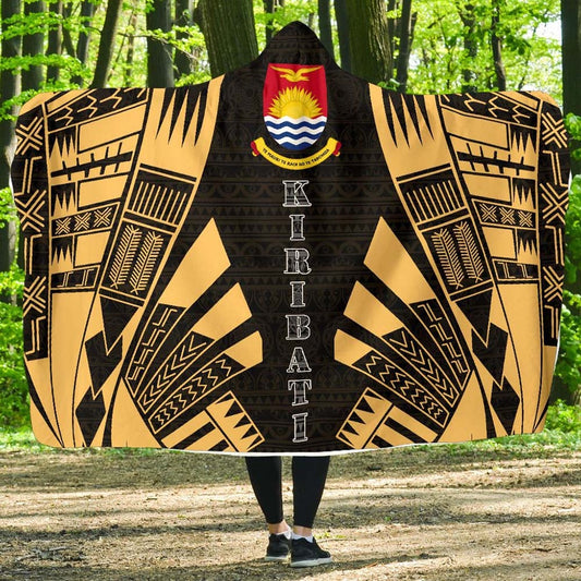 Kiribati Hooded Blanket - Polynesian Tattoo Gold