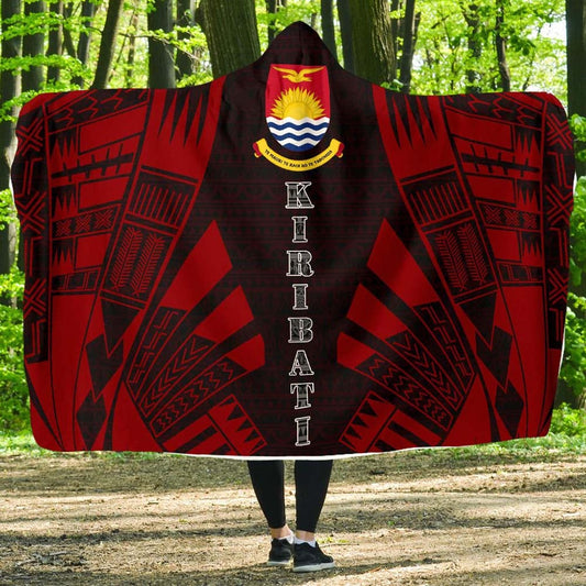 Kiribati Hooded Blanket - Polynesian Tattoo Red