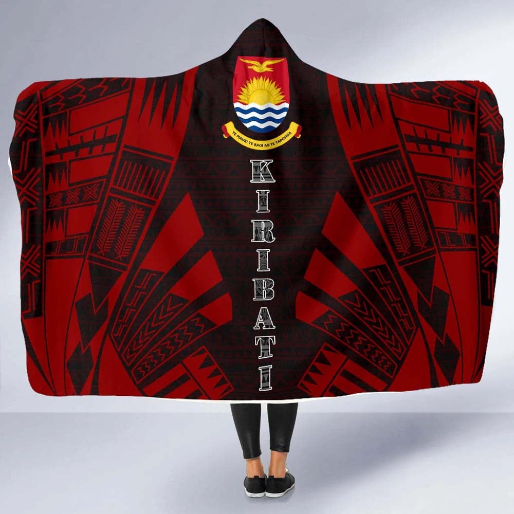 Kiribati Hooded Blanket - Polynesian Tattoo Red