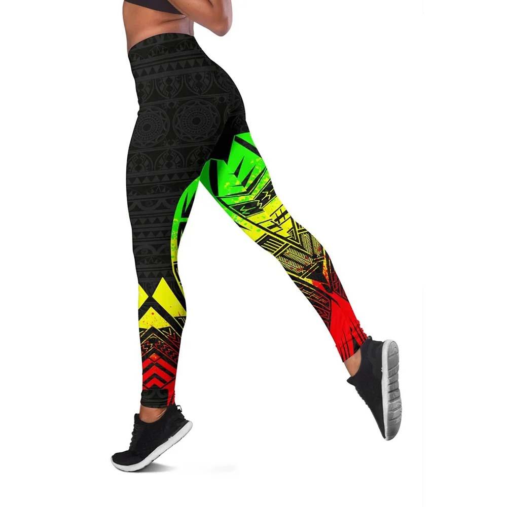 Kiribati Polynesian Legging - Polynesian Tattoo Reggae Version