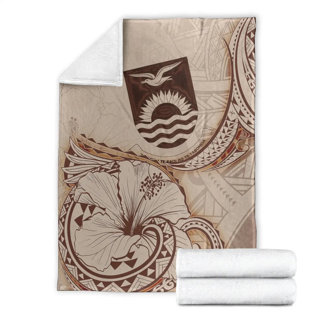 Kiribati Premium Blanket - Hibiscus Flowers Vintage Style