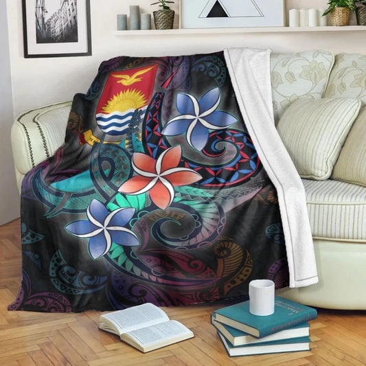 Kiribati Premium Blanket - Plumeria Flowers Style