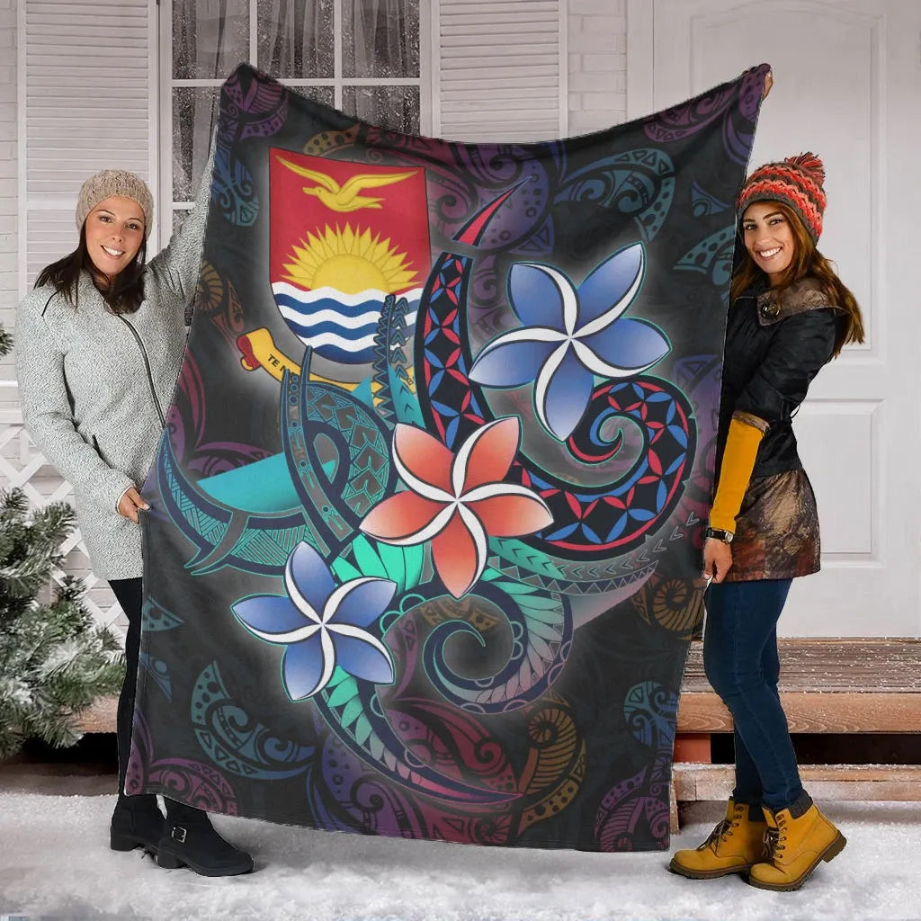 Kiribati Premium Blanket - Plumeria Flowers Style
