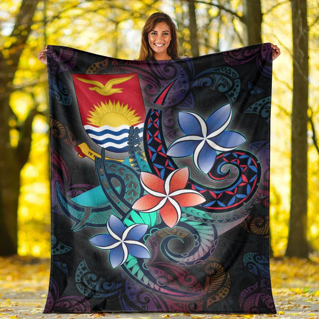 Kiribati Premium Blanket - Plumeria Flowers Style