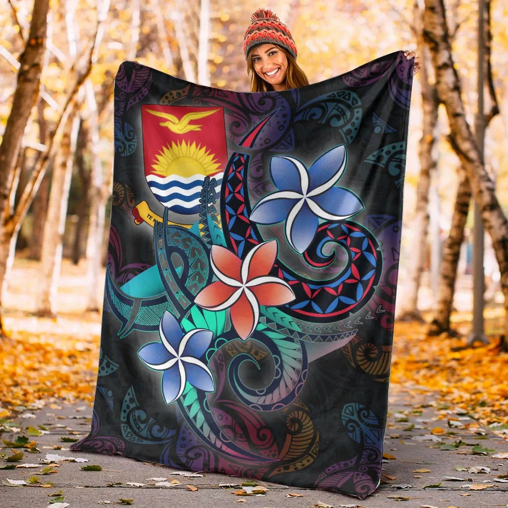 Kiribati Premium Blanket - Plumeria Flowers Style
