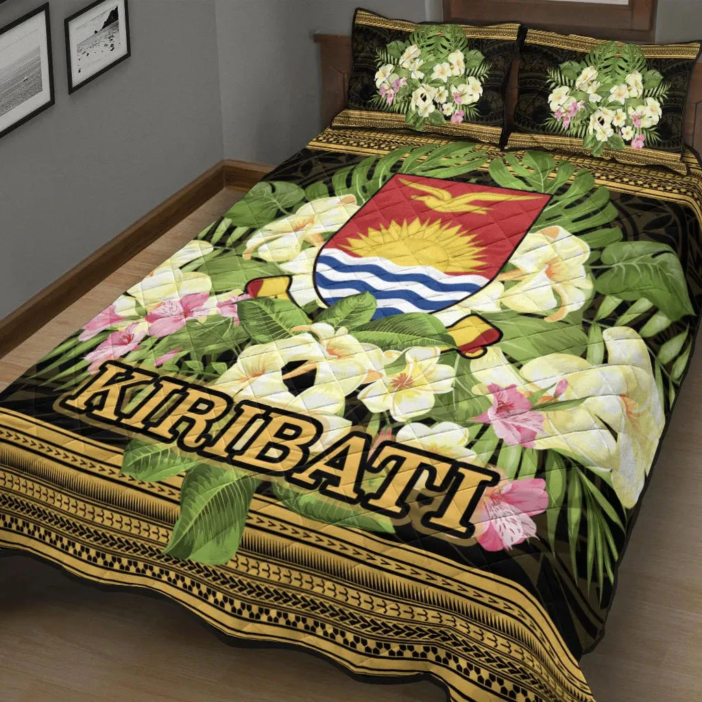 Kiribati Quilt Bed Set - Polynesian Gold Patterns Collection