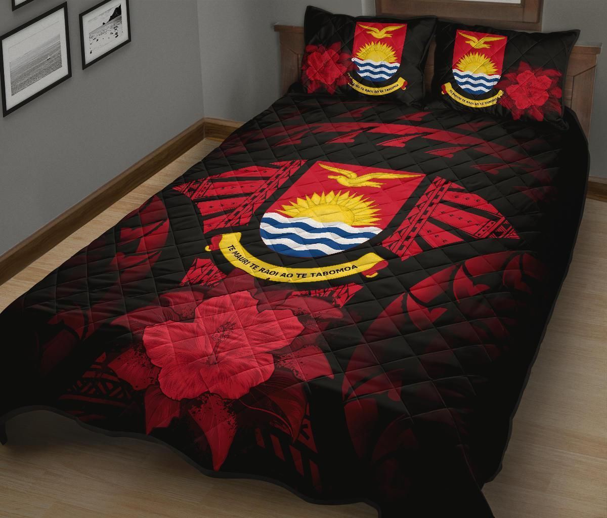 Kiribati Polynesian Quilt Bed Set Hibiscus Red