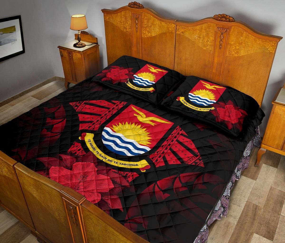 Kiribati Polynesian Quilt Bed Set Hibiscus Red