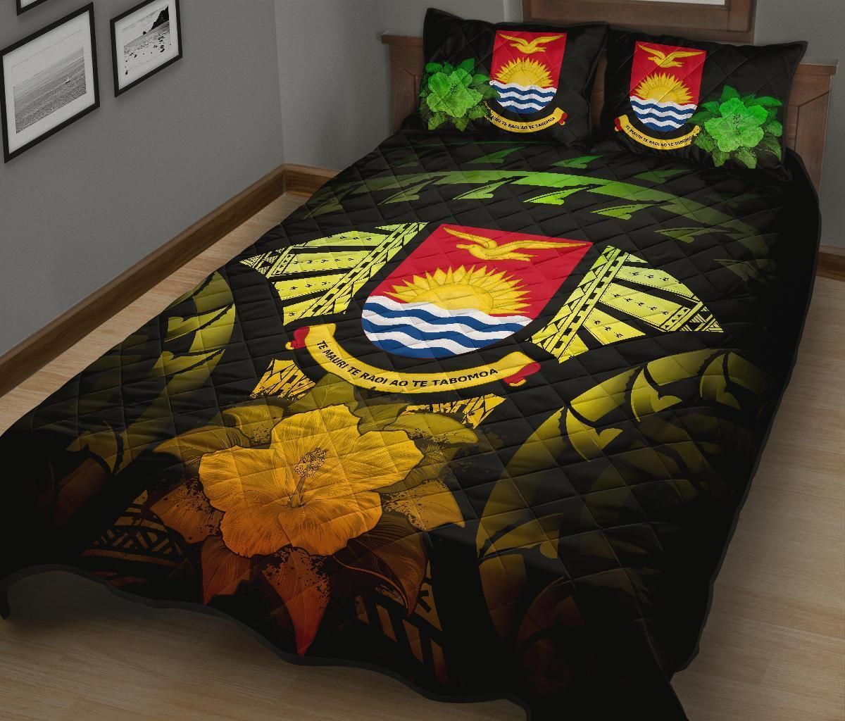 Kiribati Polynesian Quilt Bed Set Hibiscus Reggae