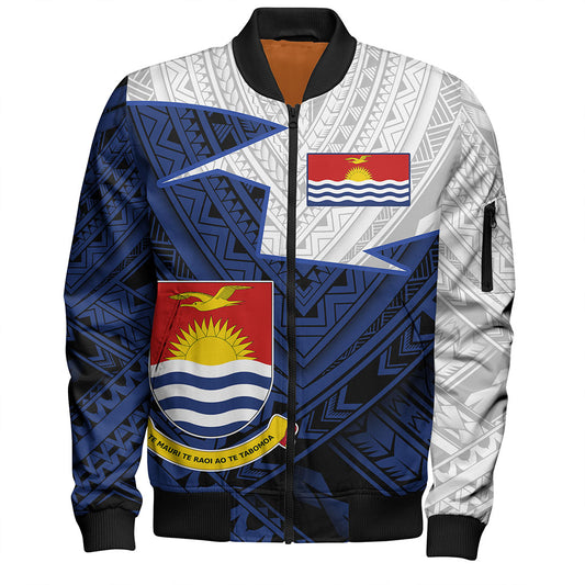 Kiribati Bomber Jacket Polynesian Tattoo Flag And Coat Of Arms