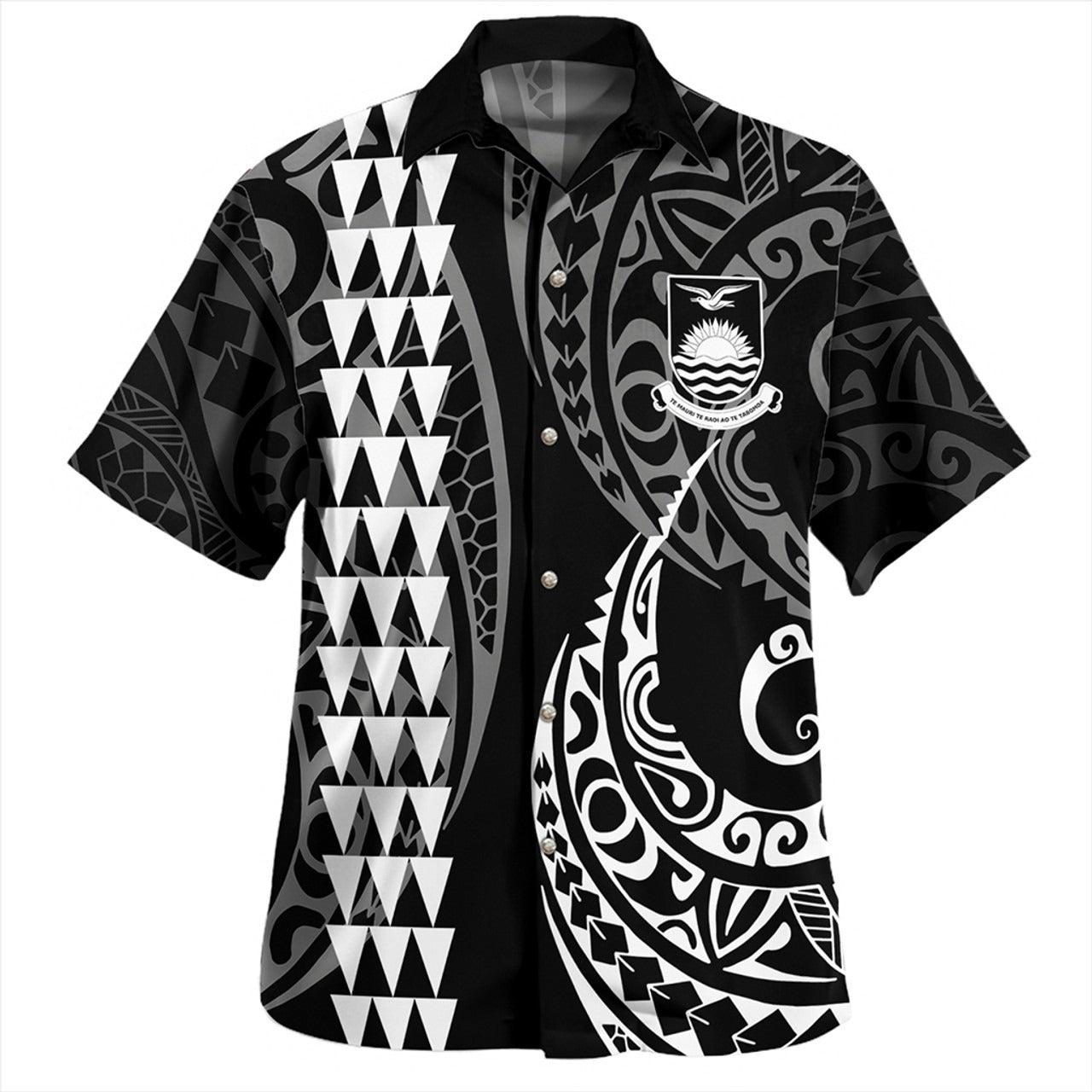 Kiribati Combo Short Sleeve Dress And Shirt Kakau Style White