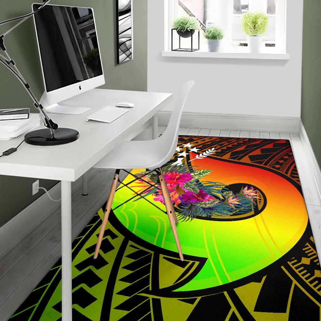 Kosrae Area Rug - Polynesian Hook And Hibiscus (Reggae)