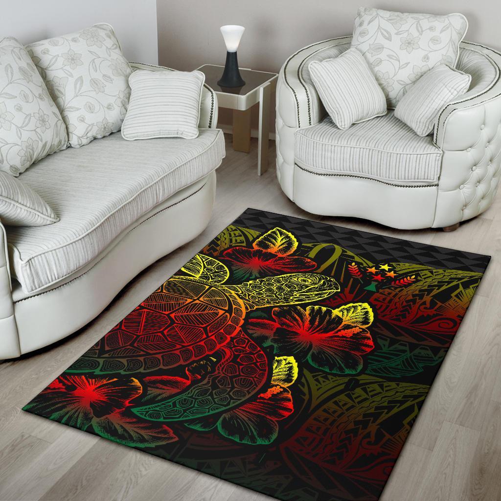 Kosrae Area Rugs Turtle Hibiscus Reggae