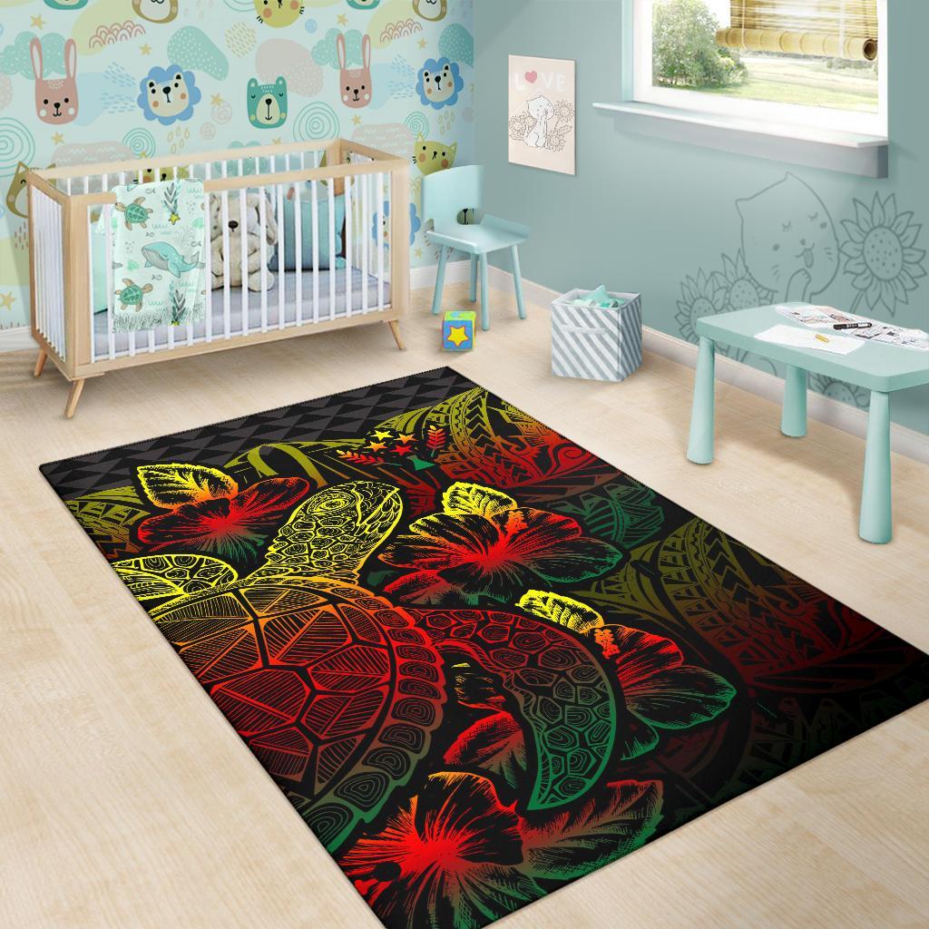 Kosrae Area Rugs Turtle Hibiscus Reggae