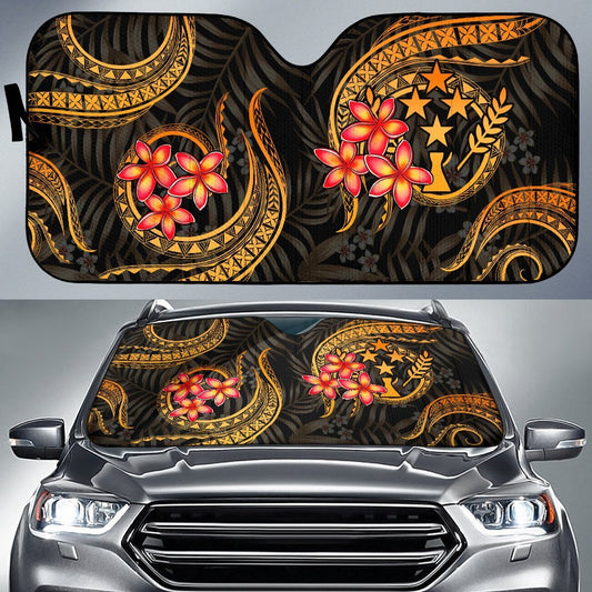 Kosrae Auto Sun Shades - Gold Plumeria