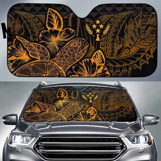 Kosrae Auto Sun Shades Turtle Hibiscus Gold