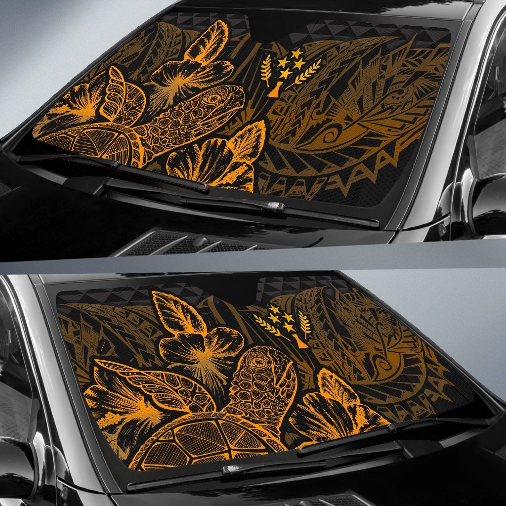 Kosrae Auto Sun Shades Turtle Hibiscus Gold