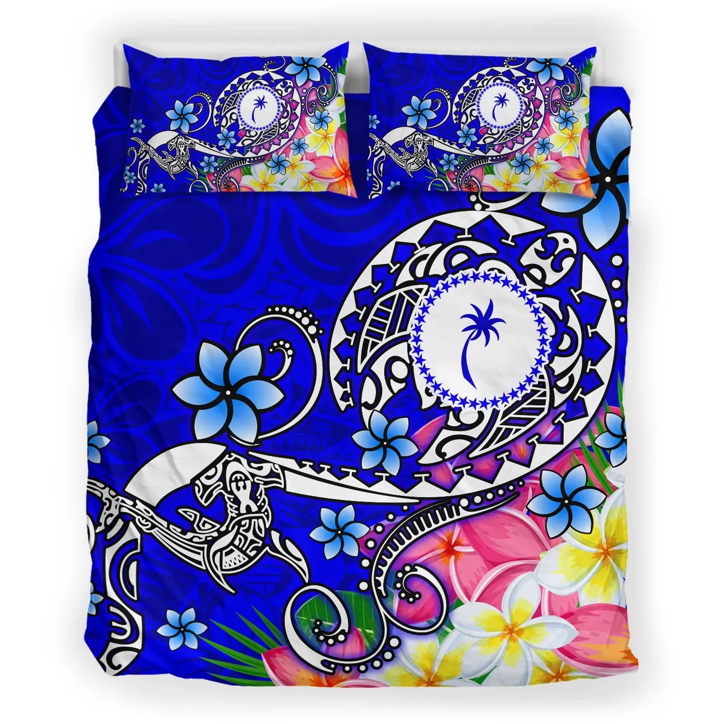 Kosrae Bedding Set - Turtle Plumeria (Blue)