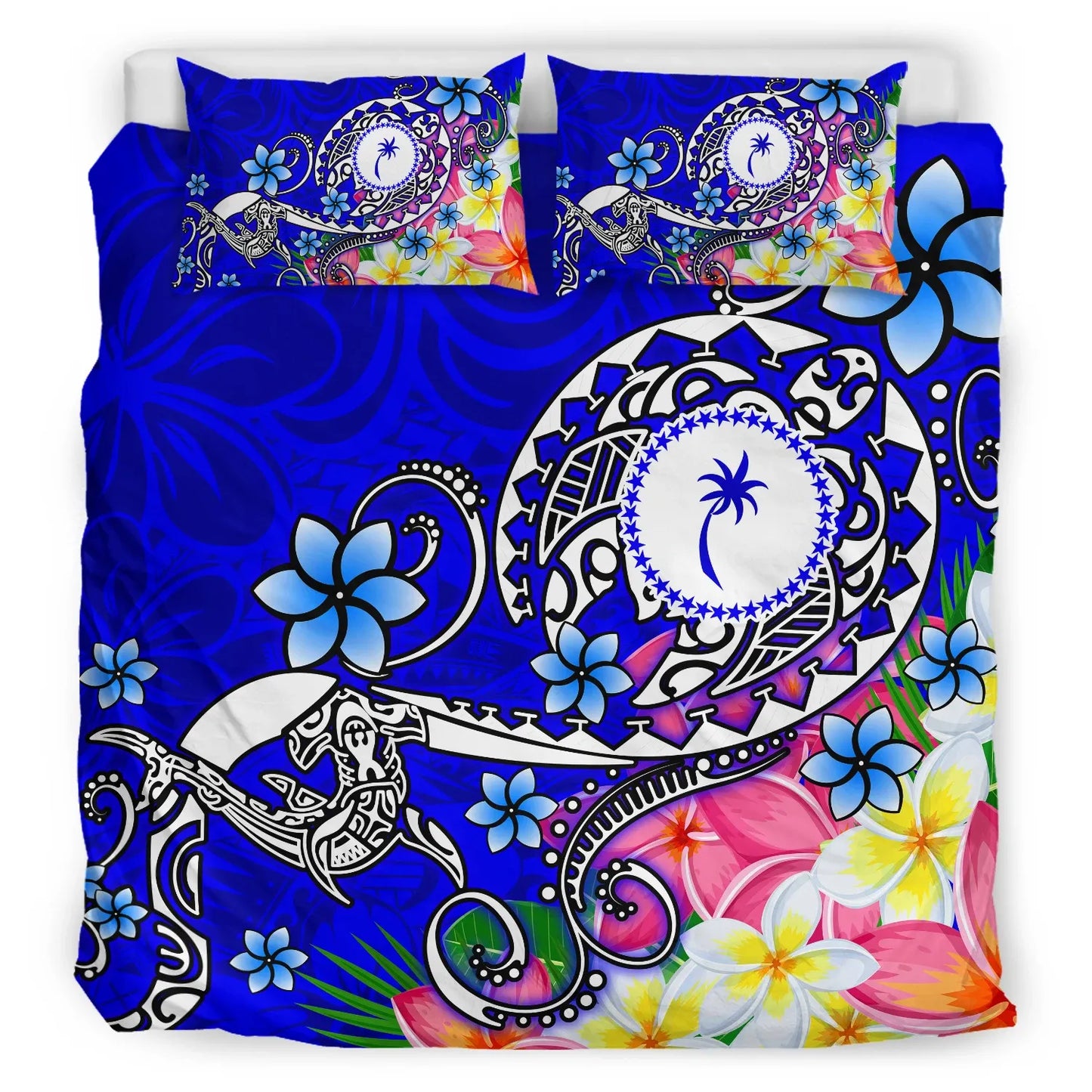 Kosrae Bedding Set - Turtle Plumeria (Blue)