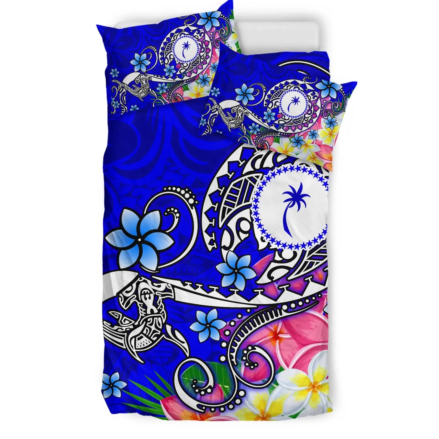 Kosrae Bedding Set - Turtle Plumeria (Blue)
