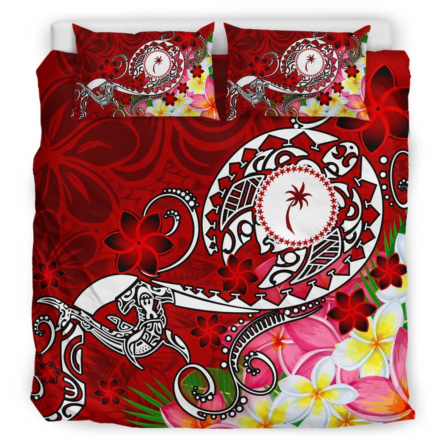 Kosrae Bedding Set - Turtle Plumeria (Red)