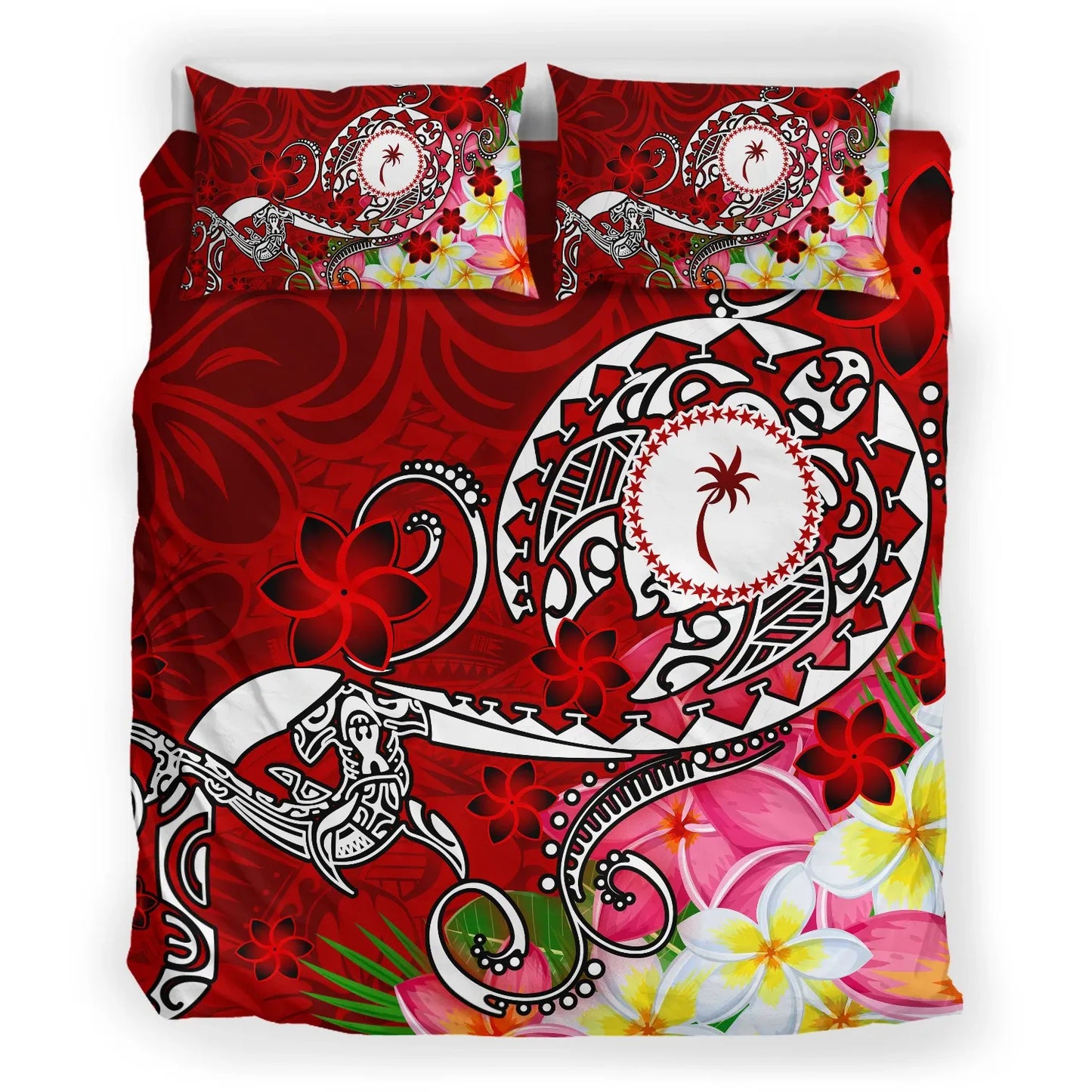 Kosrae Bedding Set - Turtle Plumeria (Red)