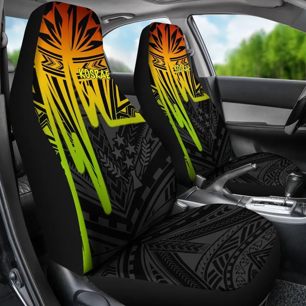 Kosrae Car Seat Covers - Kosrae Seal In Heartbeat Patterns Style (Reggea)